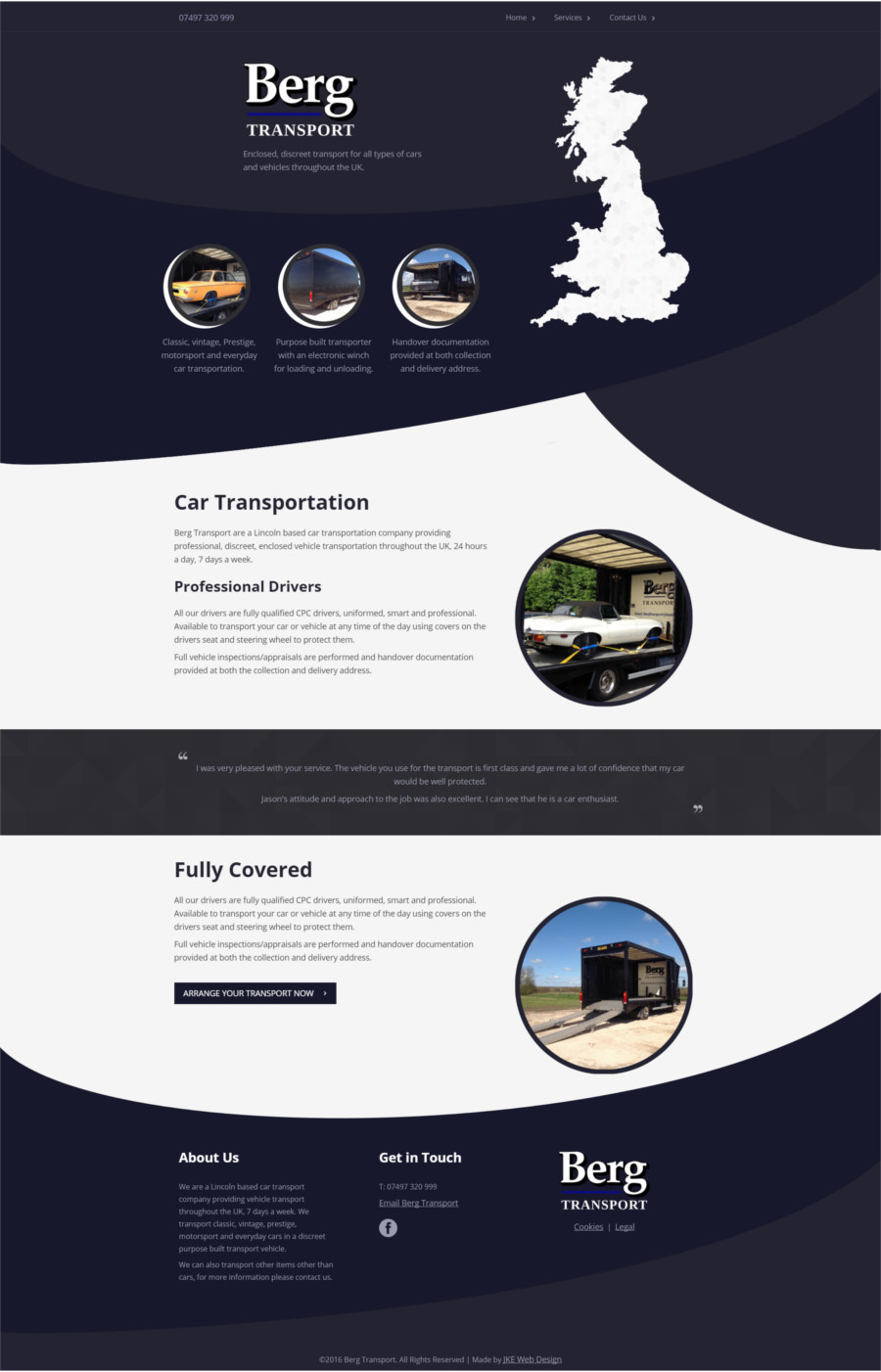 Berg Transport website